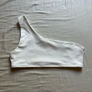 LF the Brand white knit one shoulder crop tank top